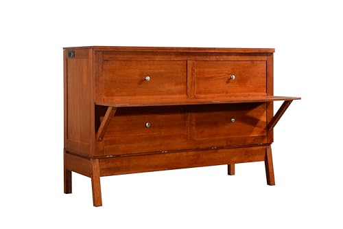 Amalfi Murphy Cabinet Chest Desk Bed with Drawers & USB Charging Station (Queen Size, Java)