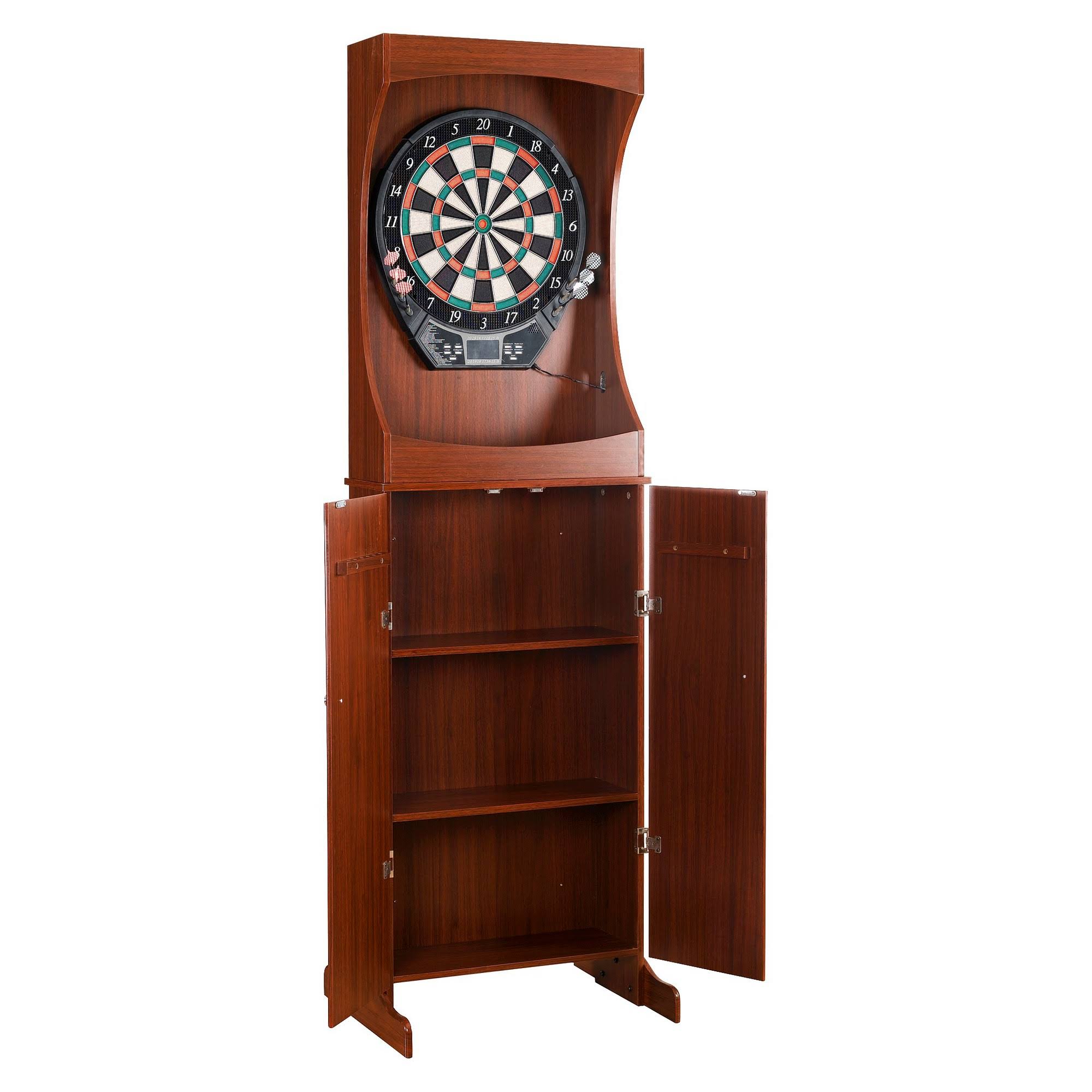 Hathaway Outlaw Free Standing Dartboard u0026 Cabinet Set - Cherry Finish