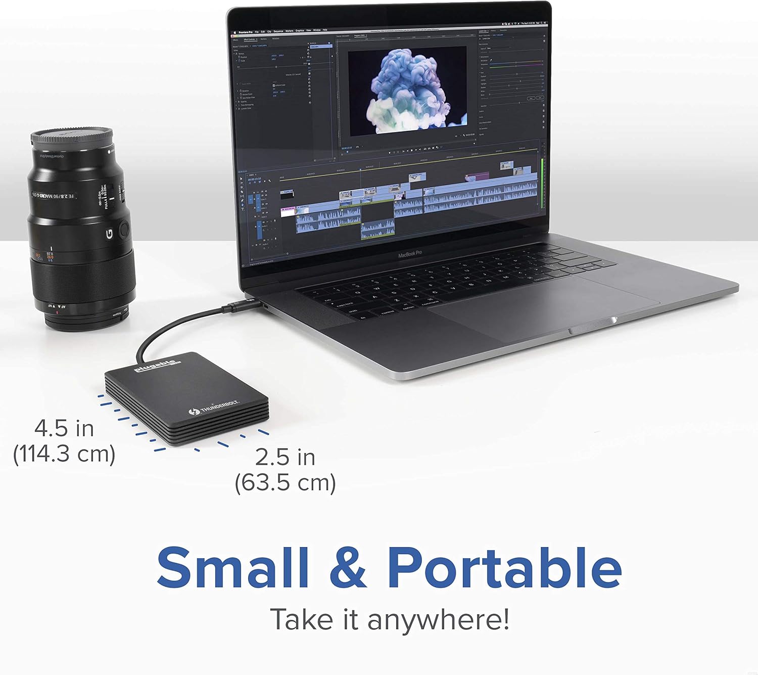 Plugable 2TB Thunderbolt 3 External SSD NVMe Drive (Up to 2400MBs/1800MBs R/W)