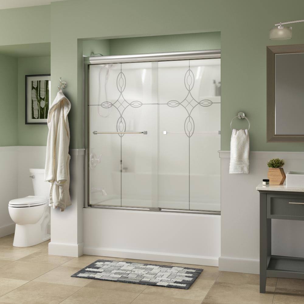 Delta Everly 60 in. x 58-1/8 in. Semi-Frameless Traditional Sliding Bathtub Door in Chrome with Tranquility Glass