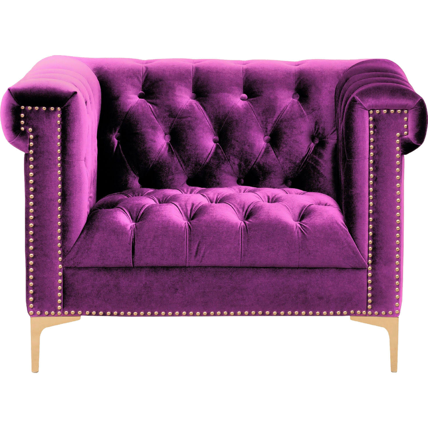 Chic Home BEA Purple Velvet Button Tufted Nailhead Club Chair