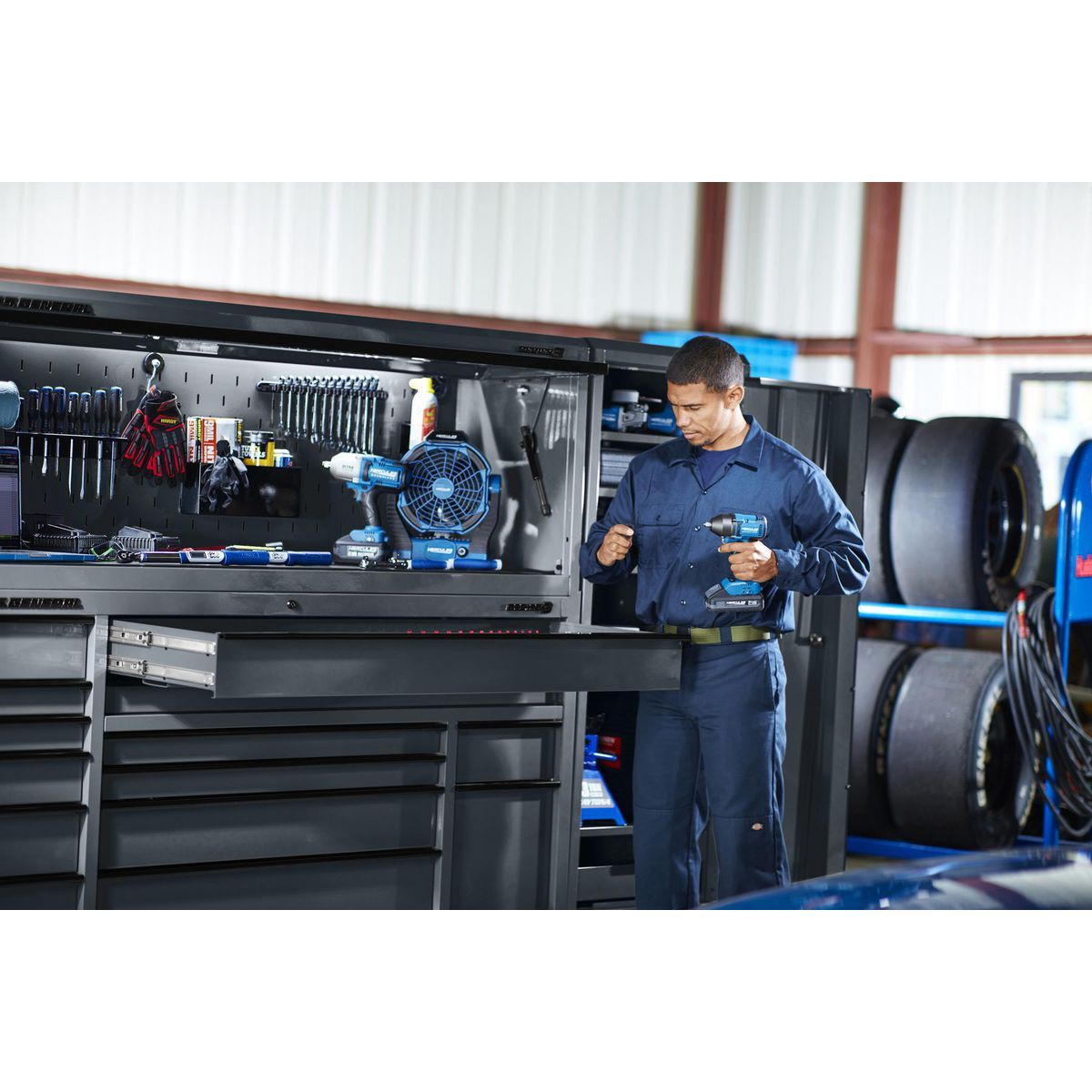 U.S. GENERAL 72 in. x 22 in. Triple-Bank Roll Cab, Series 3, Slate Gray