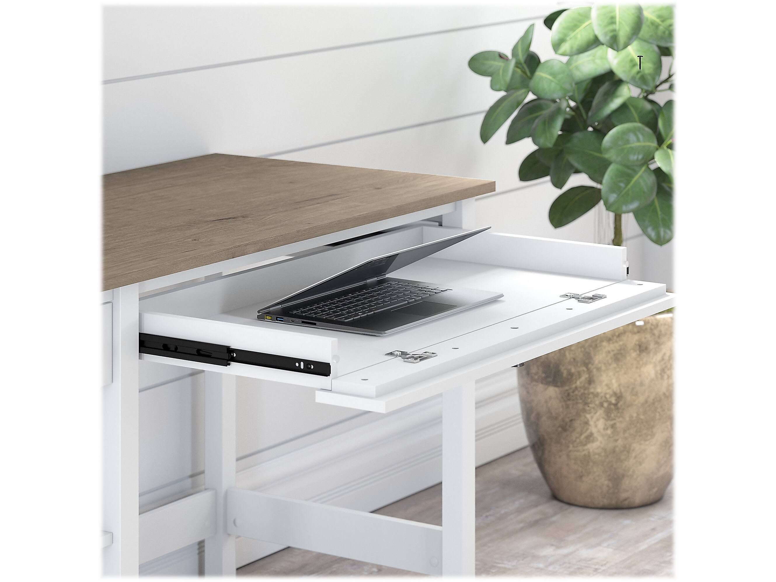 54W Mayfield Computer Desk with Shelves Shiplap Gray/Pure White - Bush Furniture