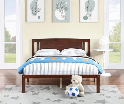 Solid Pine Wood Platform Bed Frame with Headboard | Traditional Design with Modern Finish | Noise-Free Construction | Under-Bed Storage | Easy Assembly | Elegant Bedroom Furniture (Grey,Twin,C)