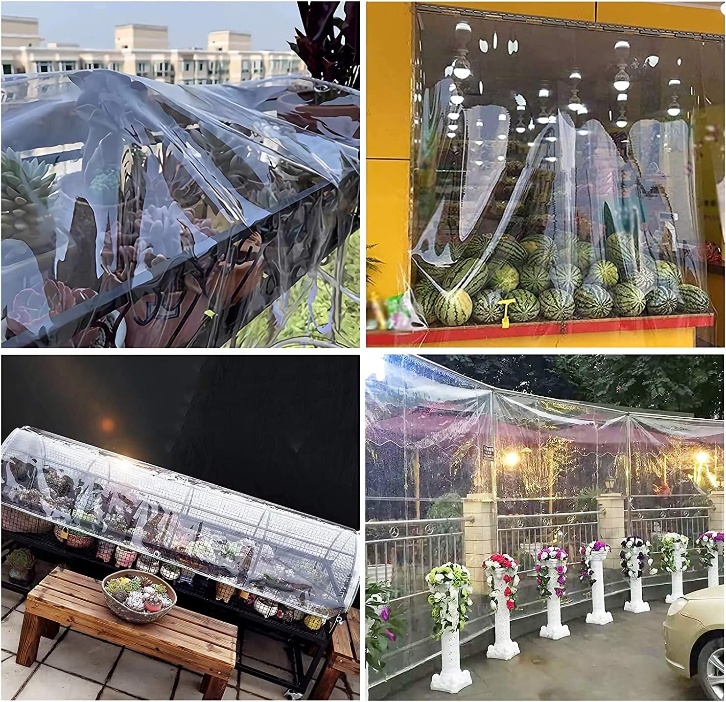 GQZGGXX Canopies Tarps Clear PVC Waterproof Cloth Tear Resistance Waterproof 0.35mm Vinyl Transparent Awning Canopy Patio Enclosure,Anti-Aging Insulation Soft Glass Tarpaulin 1.2x2m/3.9'x6.6'