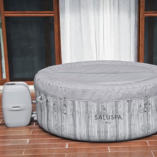 Bestway SaluSpa Cancun AirJet 2 to 4 Person Inflatable Hot Tub, 71 x 26 Inch Round Portable Outdoor Spa with 120 Soothing Jets and Cover, Gray
