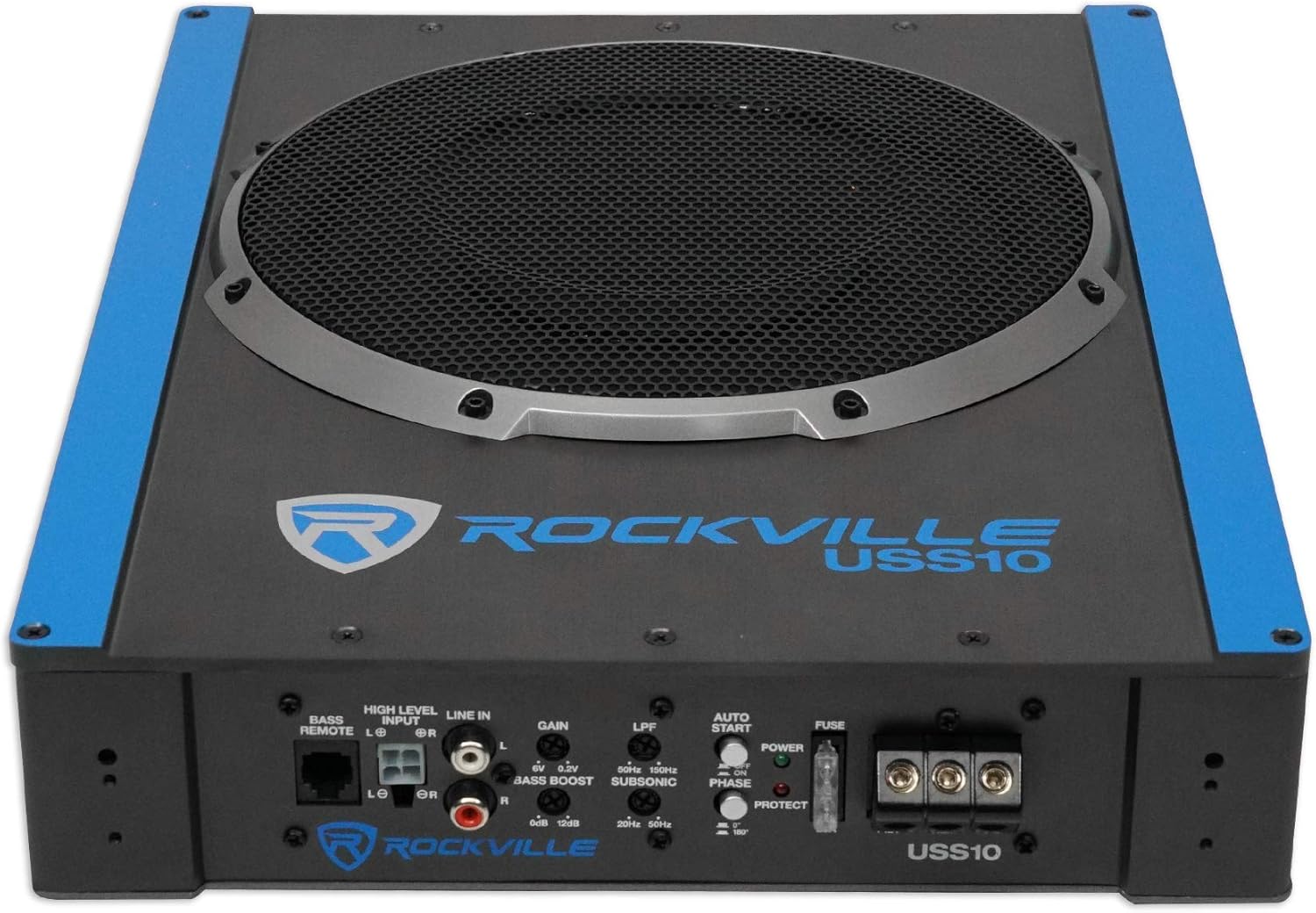 Rockville USS10 10 800w Slim Under-Seat Active Powered Car/Truck Subwoofer Sub