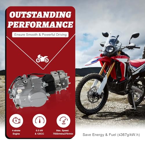 140CC Single Cylinder Engine Motor, 4-Stroke Engine Motor Set, Racing Engine Motor Complete Engine, Motorcycle Go Kart Engine, Horizontal Engine for HONDA CRF50/CRF70/XR50/XR70/Z50/CT70
