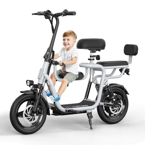 Adult Electric Scooter with Seat for Adults Power by 500W Motor, Electric Scooter Adults E Bike with 14" Pneumatic Tire and 20 Miles Range&17.4Mph, Electric Bicycle for Women/Man Pro (Silver)