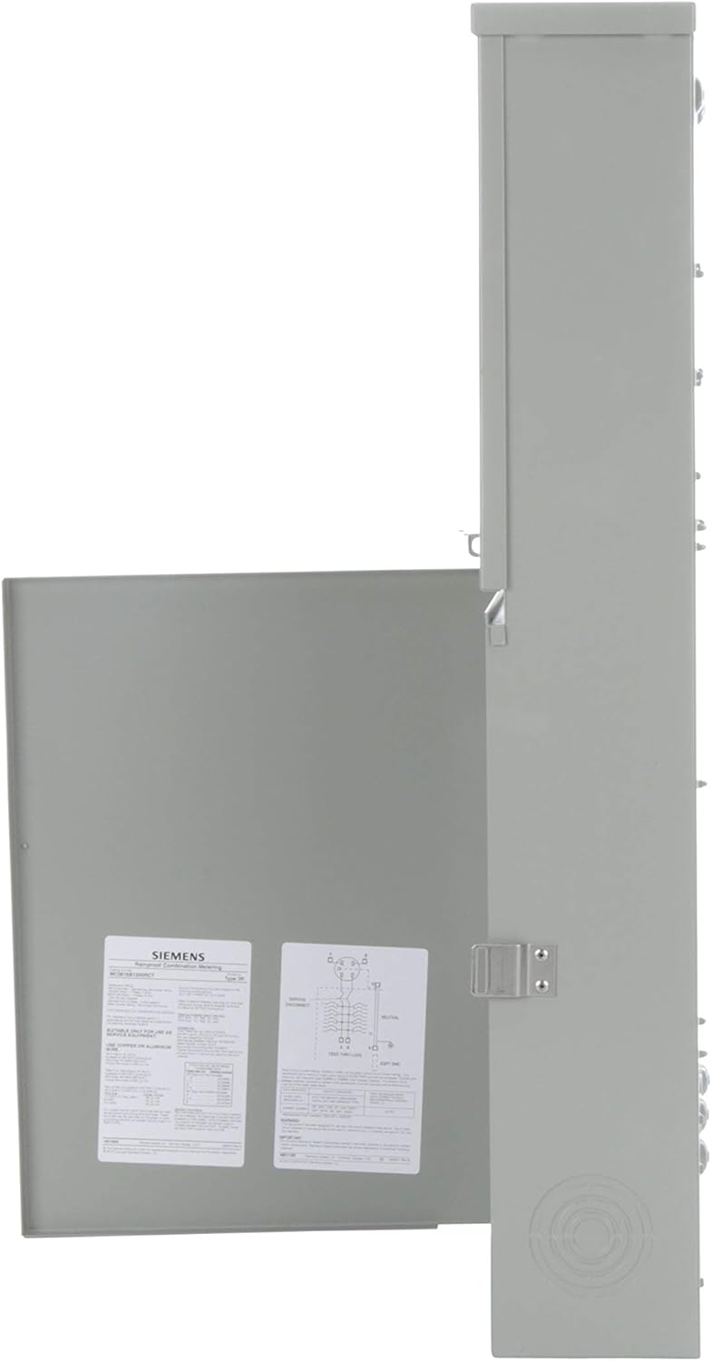 Siemens MC0816B1200RCT 8 Space, 16 Circuit, 200-Amp Main Breaker Meter Combination With A Ringless Cover
