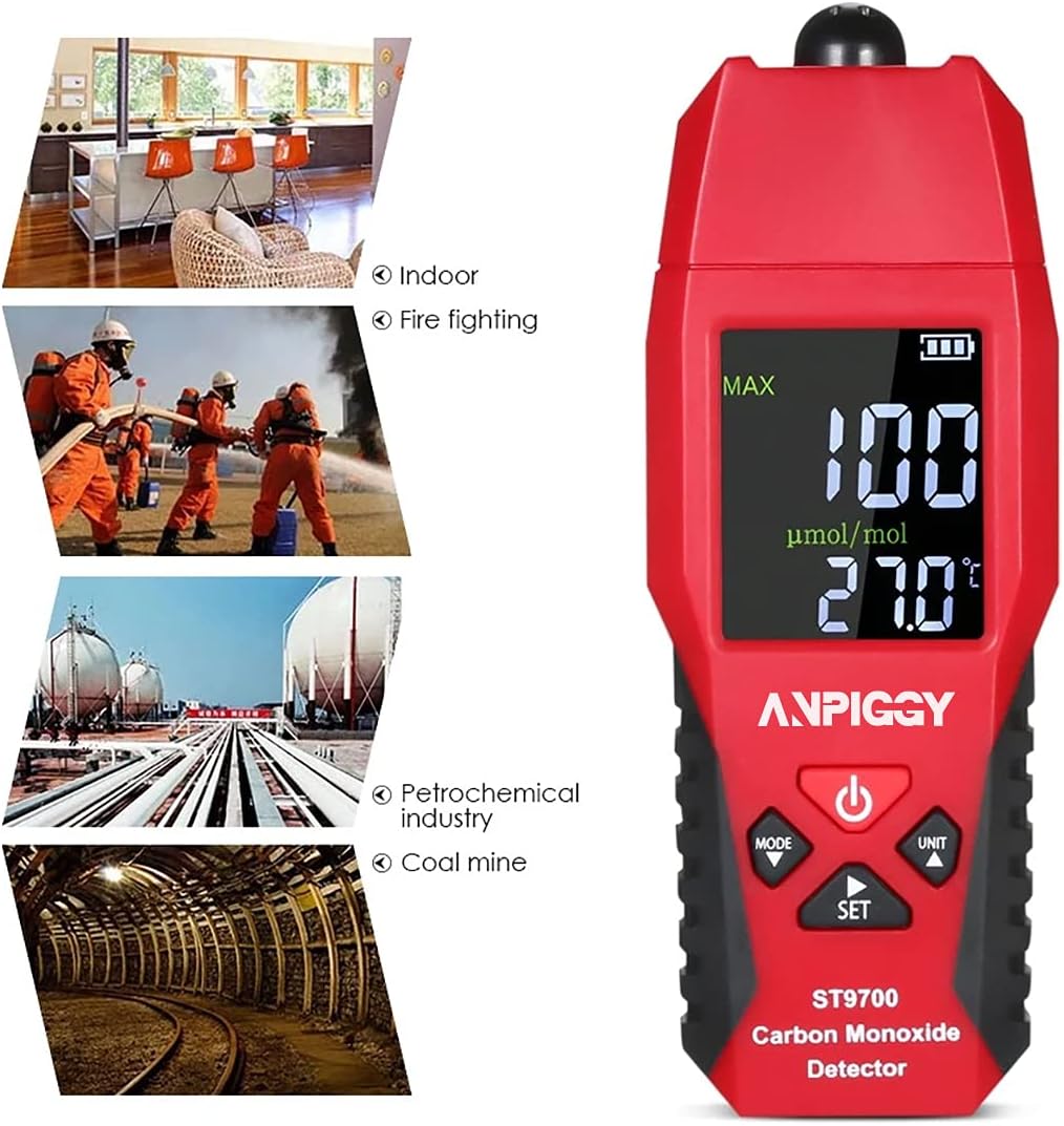 Handheld Carbon Monoxide Meter,LCD Color Display Carbon Monoxide Detector,Carbon Monoxide Tester,CO Detector,CO Meter,High Precision CO Gas Leak Detector 0-1000ppm