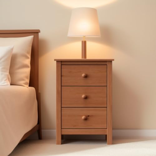 Nightstand Tall 3 Drawer Solid Wood Unfinished - Maximize space elegantly with This timeless tall bedroom side table
