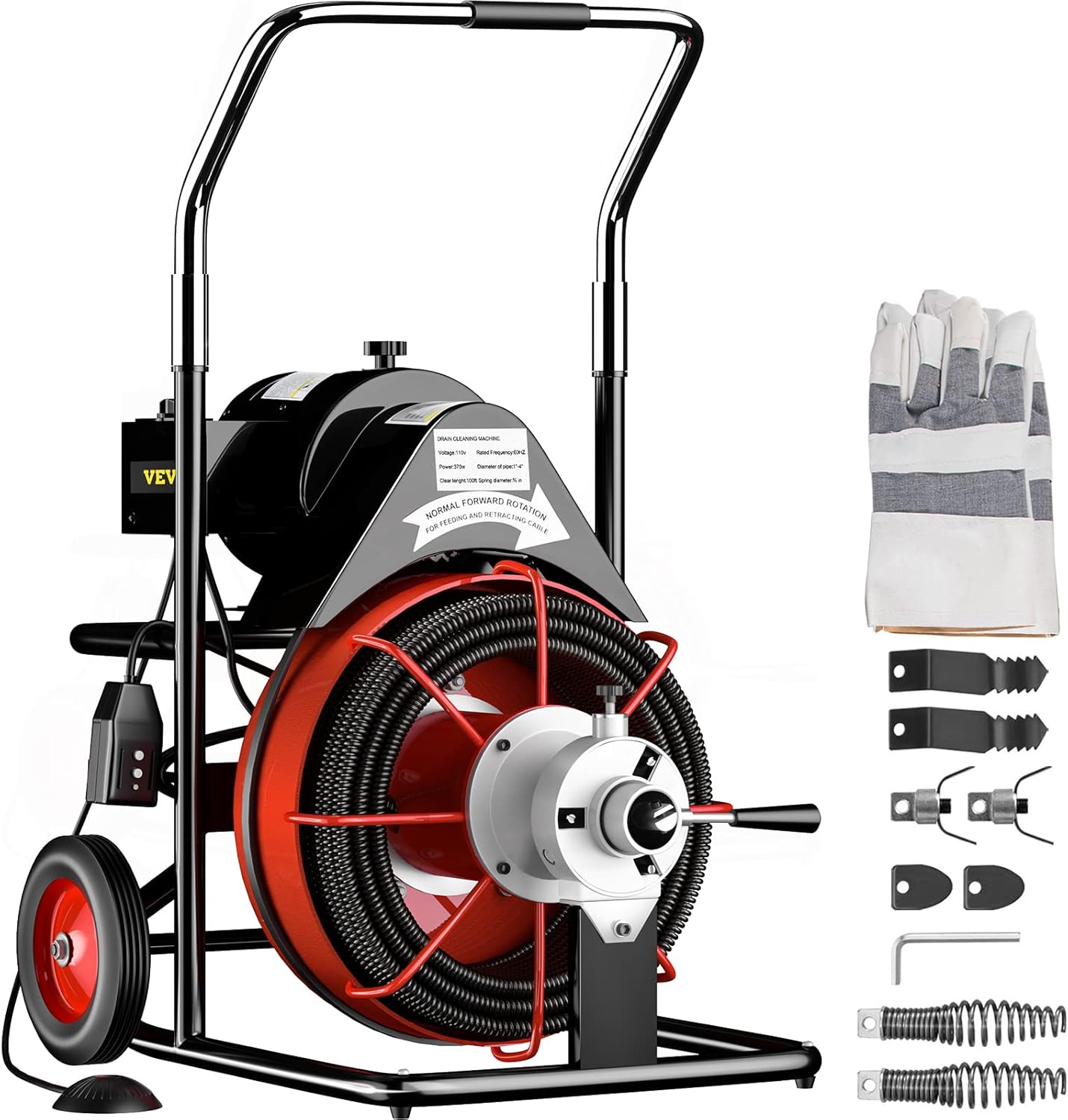 Vevor 100 Ft x 1/2Inch Drain Cleaner Machine, Red - Amazon.com