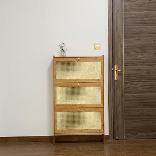 Shoe Rack Slim Shoe Storage Cabinet for Entryway, Bamboo Shoe Organizer with Flip Drawers, Free Standing Shoe Cabinet for Closet, Hallway Shoes Organizer