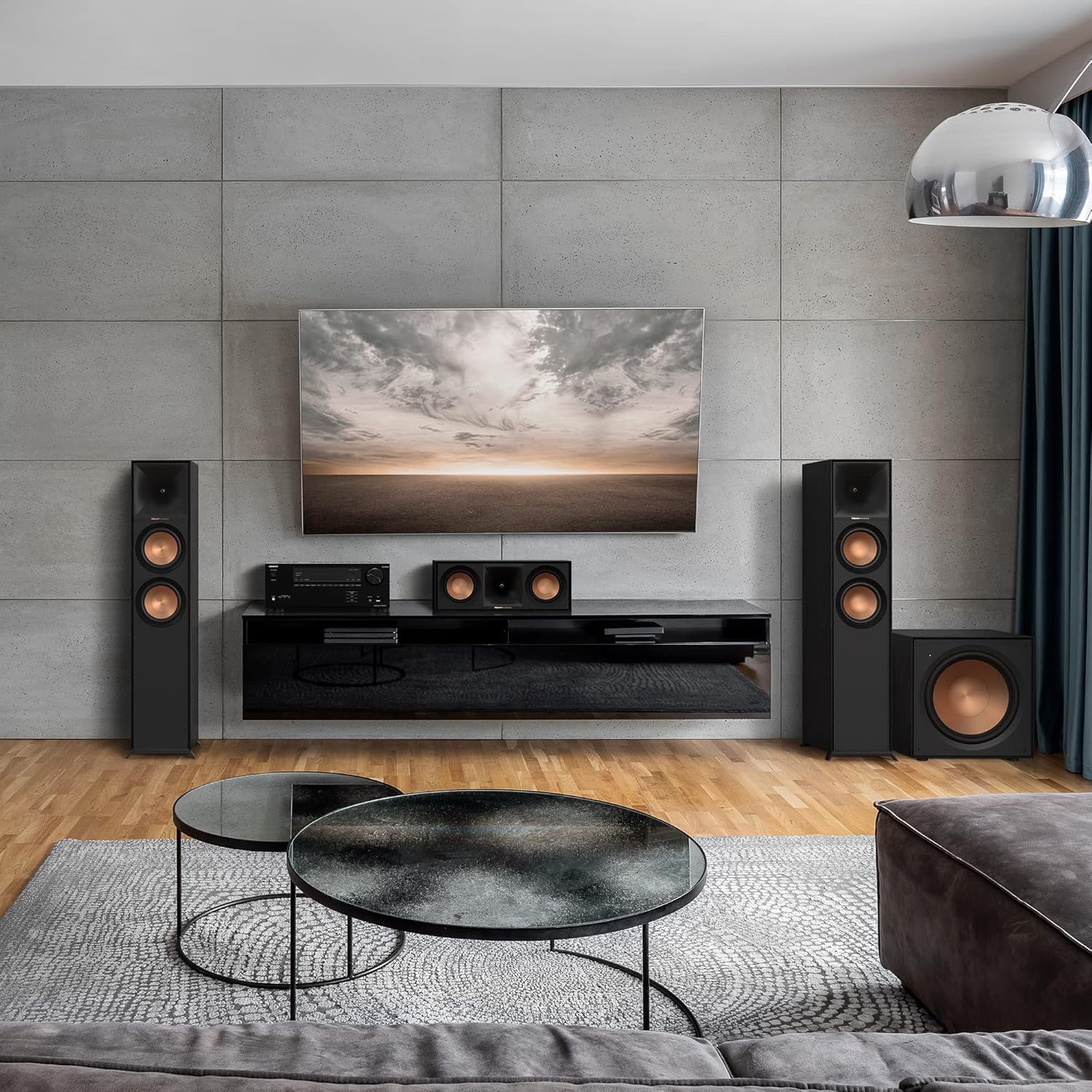 klipsch Reference Next R-605FA Dolby Atmos High-Performance, Horn-Loaded Floorstanding Speaker for Best-in-Class Immersive Home Theater in Black