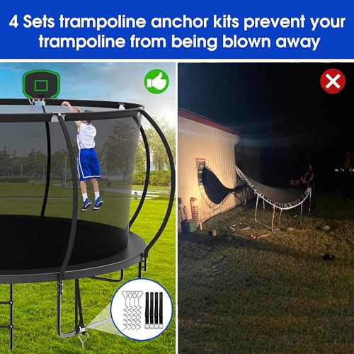 12FT 14FT 16FT Tranpoline for Adults and Kids, 1500 LBS Outdoor Tranpoline with Light, Sprinkler, Socks, Outdoor Recreational Tranpoline Heavy Duty - ASTM CPC CPSIA