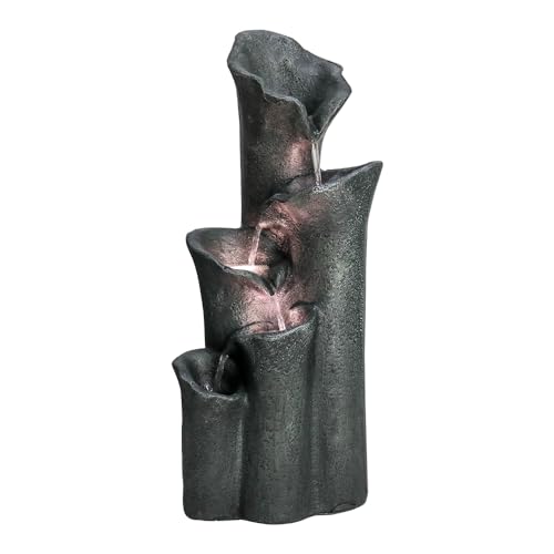 SKYFIRE 28.7”H Garden Fountain Indoor Outdoor Clearance with LED Lights&Pump – 5-Tier Cylindrical Cascading Floor Standing Outdoor Fountains, Pool Fountain for Garden,Patio,House, Office, Home Decor
