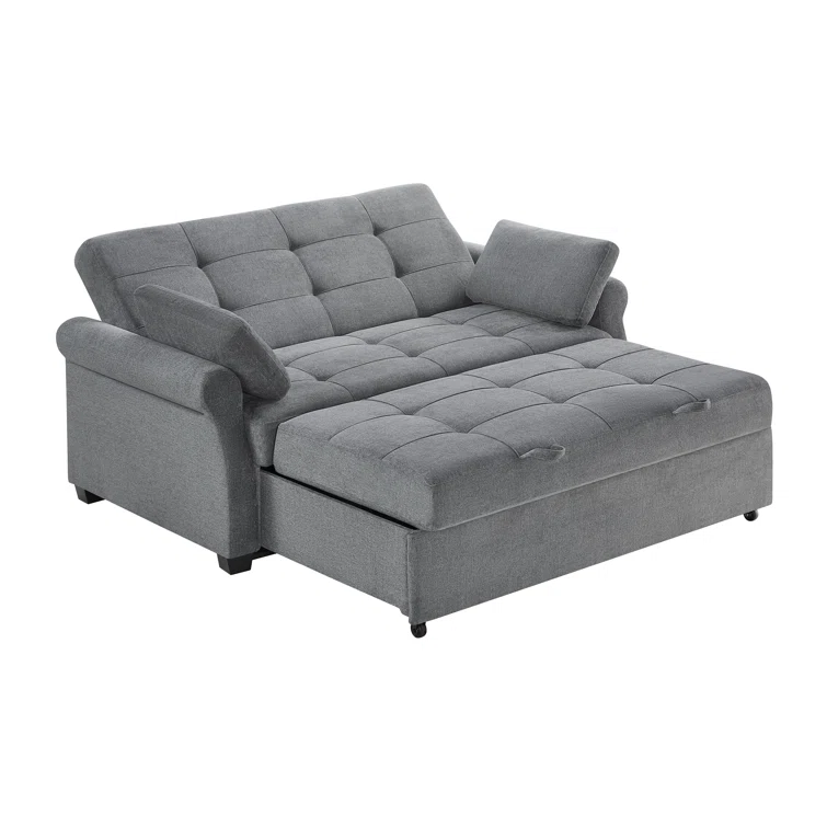 Serta Sabrina 73 Queen Rolled Arm Tufted Back Convertible Sleeper Sofa with Cushions