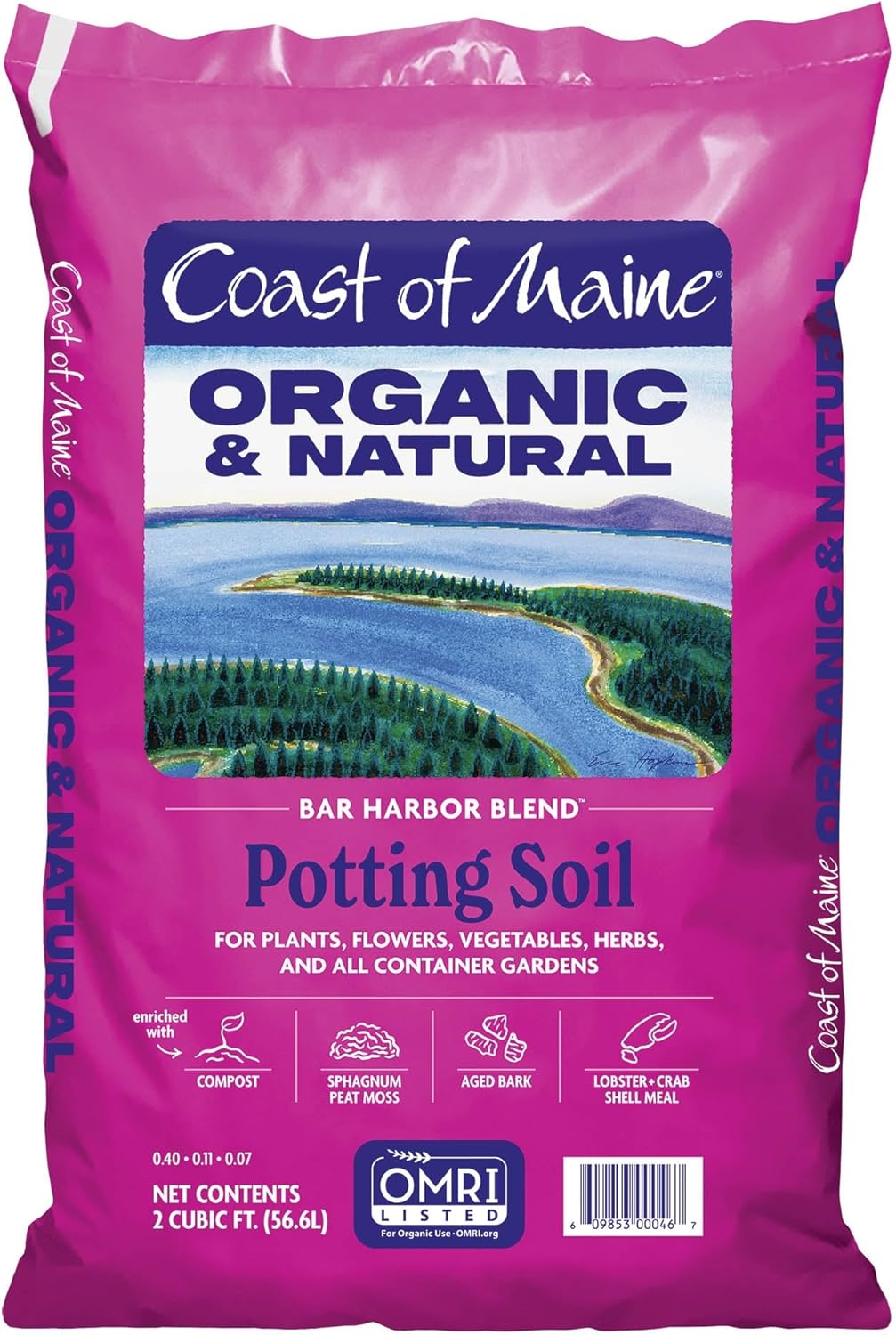 Coast of Maine Bar Harbor Blend, 2 cu ft (Pack of 10) Organic and Natural Potting Soil for Houseplants, Flowers, Vegetables, Herbs and Containers