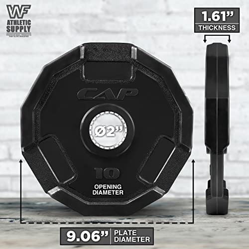 WF Athletic Supply 12-Sided Rubber Coated Grip Plate, 2-Inch Olympic Weight Plate for Weightlifting and Strength Training, Compatible with 2-Inch Olympic Barbells