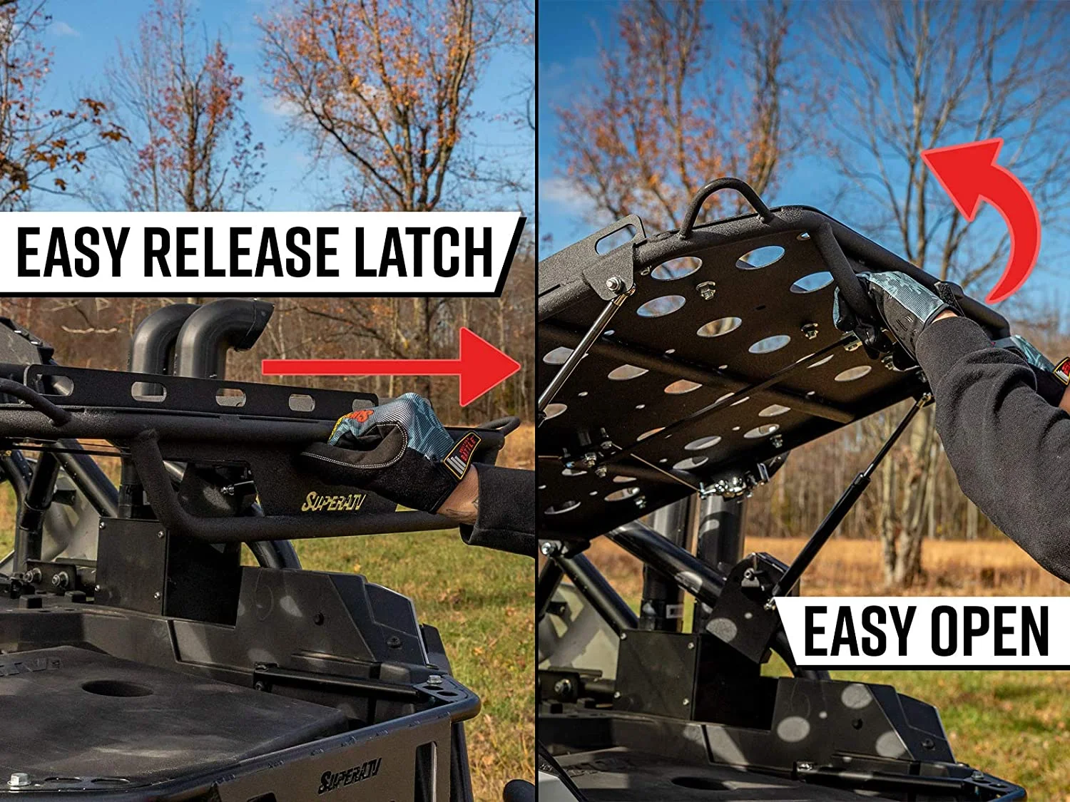 SuperATV Cargo Rack Alpha for 2014+ Polaris RZR XP 1000/XP 4 1000|2016+ RZR XP Turbo/XP 4 Turbo|Doubles as a Cargo Rack and Spare Tire Carrier|Fits up to a 35" Tire|Capacity 75 Lbs.|CBS-P-RZR1K-00