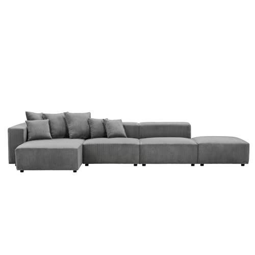 122.8" Curved Sofa Couch for Living Room, Cream Sofa Modern Curved Couch Boucle Modular Sectional Sofa Set 4 Seat Upholstered Couch for Bedroom Apartment Left Hand Facing Beige