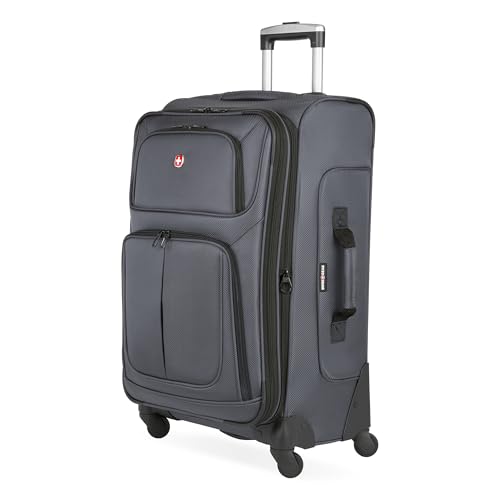SwissGear Sion Softside Expandable Luggage, Black, Checked-Large 29-Inch