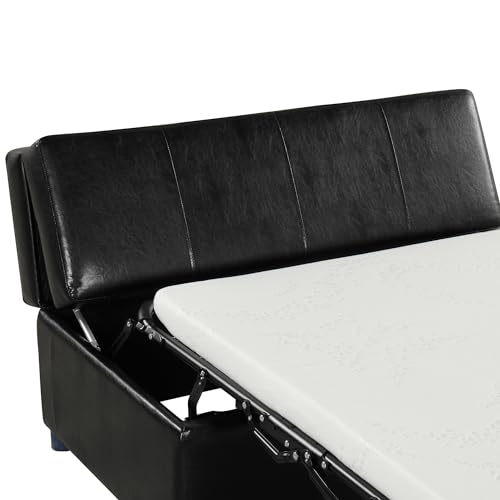 LUMISOL Folding Ottoman Sleeper Chair Bed with Mattress, Convertible Fold Out Sleeper Sofa Bed Guest Bed, Twin Size Leather Sleeper Sofa Bed for Living Room Bedroom, Brown