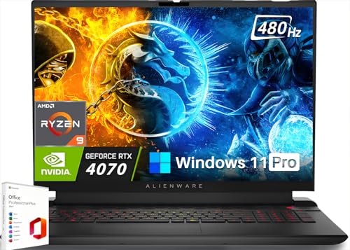 Alienware M18 Gaming Laptop 2024, 18" FHD+ 480Hz, AMD Ryzen 9-7845HX Up to 5.2GHz, GeForce RTX 4070, 16GB DDR5, 1TB SSD, WiFi6E, AlienFX RGB Backlit KB, Microsoft Office Lifetime License & Win11 Pro