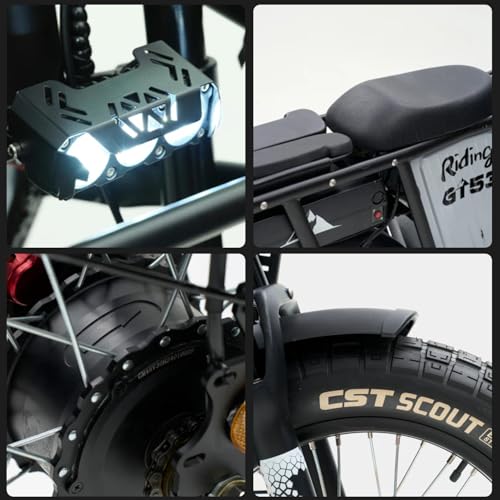 Riding'times GT53 Electric Cargo Bike for Adults 550LBS, 2000W Cargo Ebike, 1123WH Removable Battery, Dual Hydraulic Brakes, NFC Unlock, for Commuting, Shopping, Camping, Hunting, Fishing
