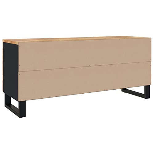 TV Stand 41.3"x13"x18.1" Solid Wood Acacia,Industrial Wooden TV Stand with 4 Compartments for Ample Storage Furniture for TV & Media, Entertainment Centers