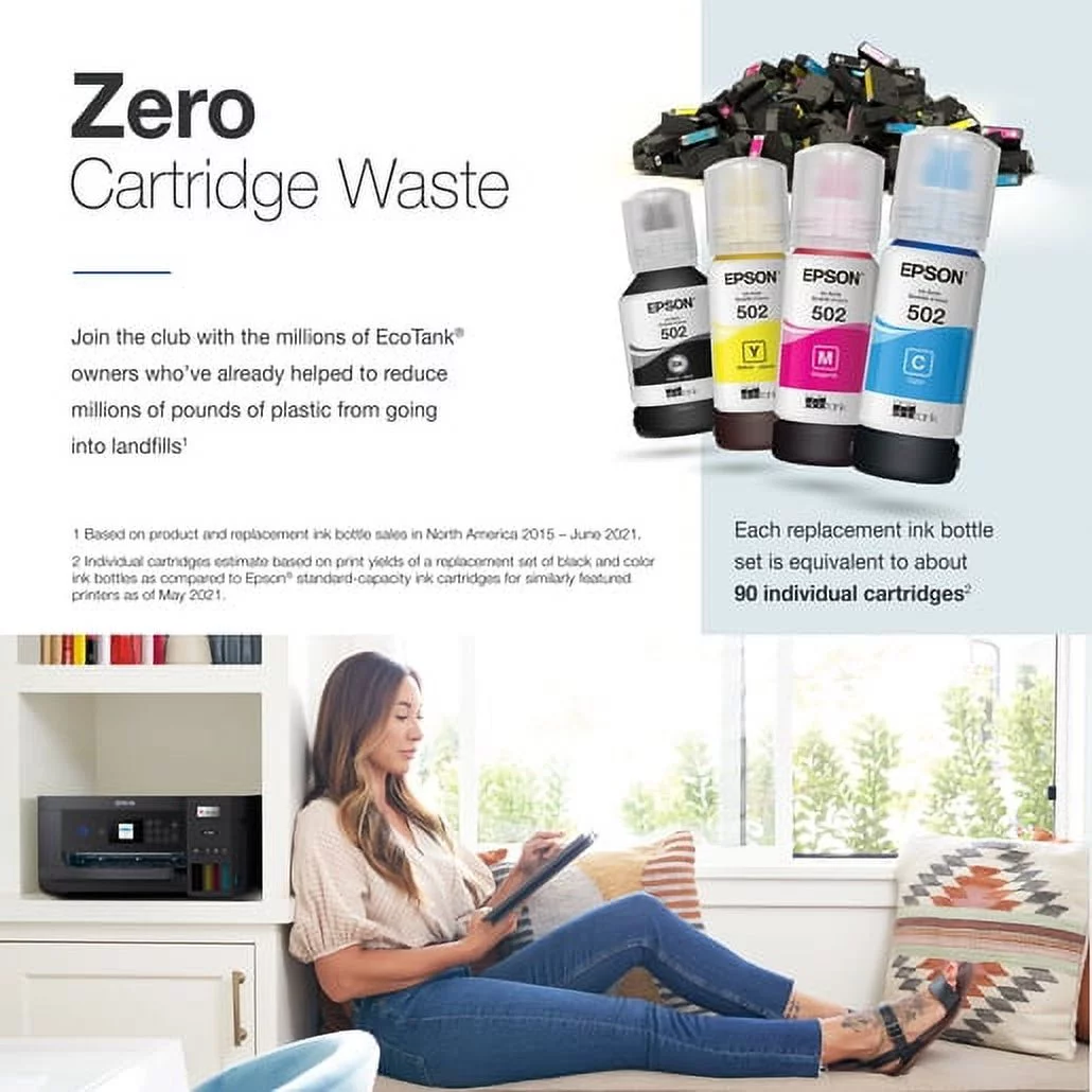 Epson EcoTank ET-2850 Wireless Color All-in-One Cartridge-Free Supertank Printer with Scan, Copy and Auto 2-sided Printing ? The Perfect Family Printer