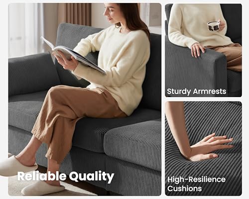 Modular Sectional Couch| Corduroy L Shaped Sleeper Sofa, 10 Seat U-Shape Sofa Bed Convertible Chaise with Storage Ottoman for Living Room Modern Furniture