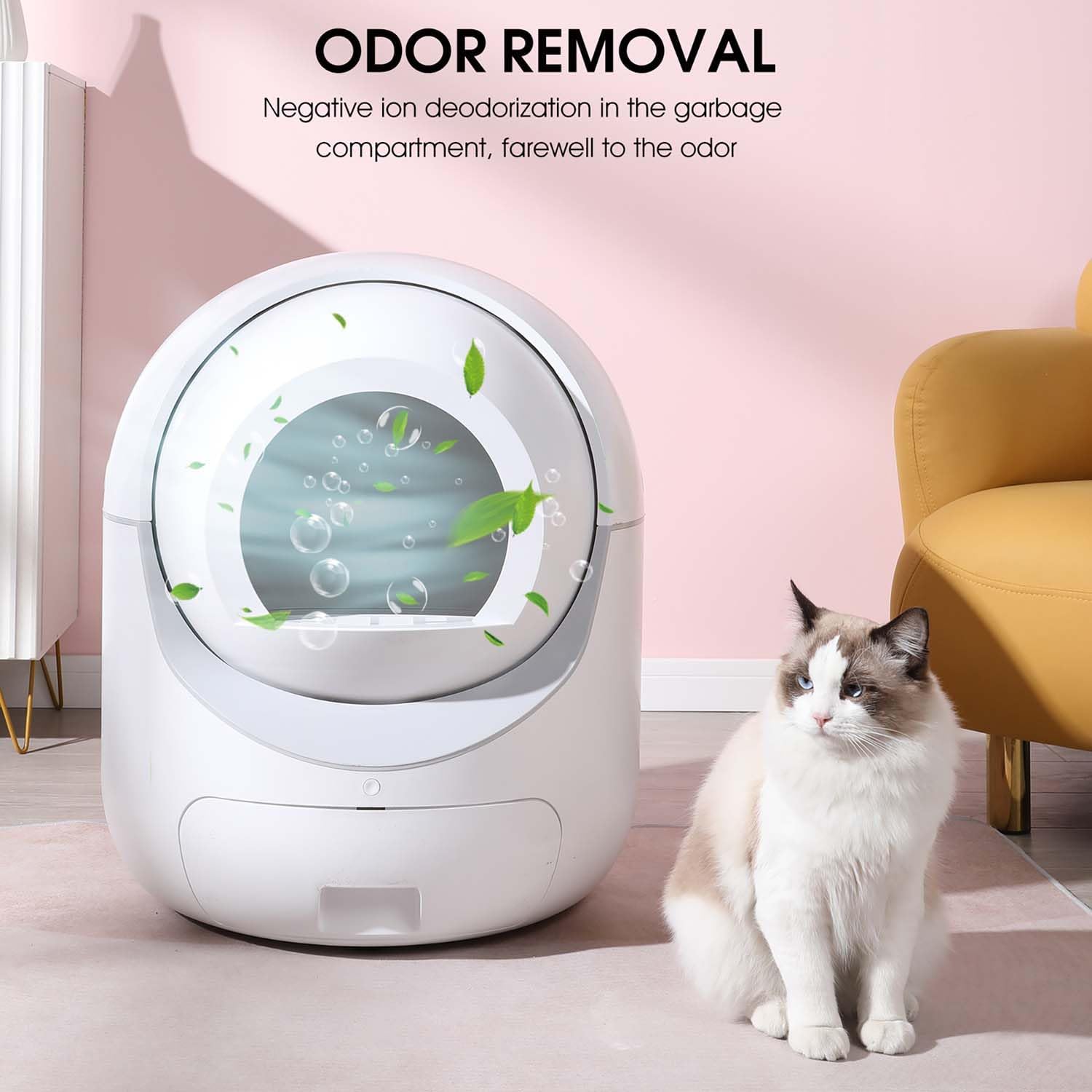 Automatic Smart Cleaning Litter Box with Odor Removal and APP Control, Latest Model Controlled Self Cleaning Cats Litter Boxes with Automatic Scooping and WiFi Connect Smart App, Multiple Cats