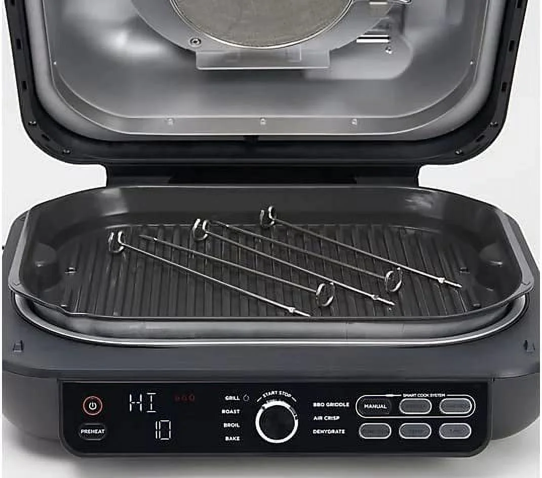Ninja IG651 QCM Foodi Smart XL Pro 7-in-1 Indoor Grill/Griddle Combo, use Opened or Closed, with Griddle, Air Fry Smart Thermometer, CINNEMON (Refurbished)
