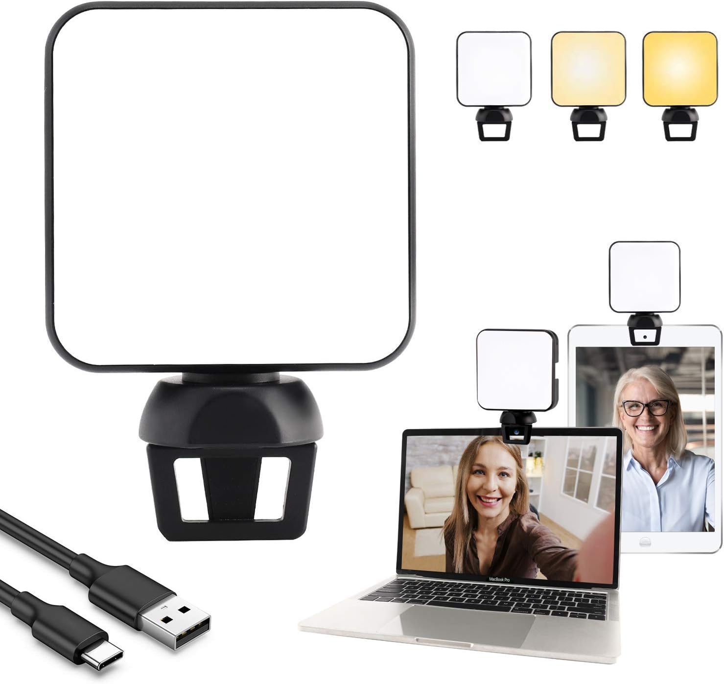 Video Conference Lighting Kit,Laptop Light for Video Conferencing,Zoom Light/Lighting for Zoom Meetings,Remote Working, Self Broadcasting and Live Streaming, Computer with Clip