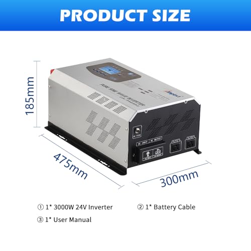 Off Grid Inverter Charger 5000W Peak 15000W DC 48V to 120V/240V AC Split Phase Output, with Battery AC Charger, Low Frequency Pure Sine Wave Inverter for Solar Home