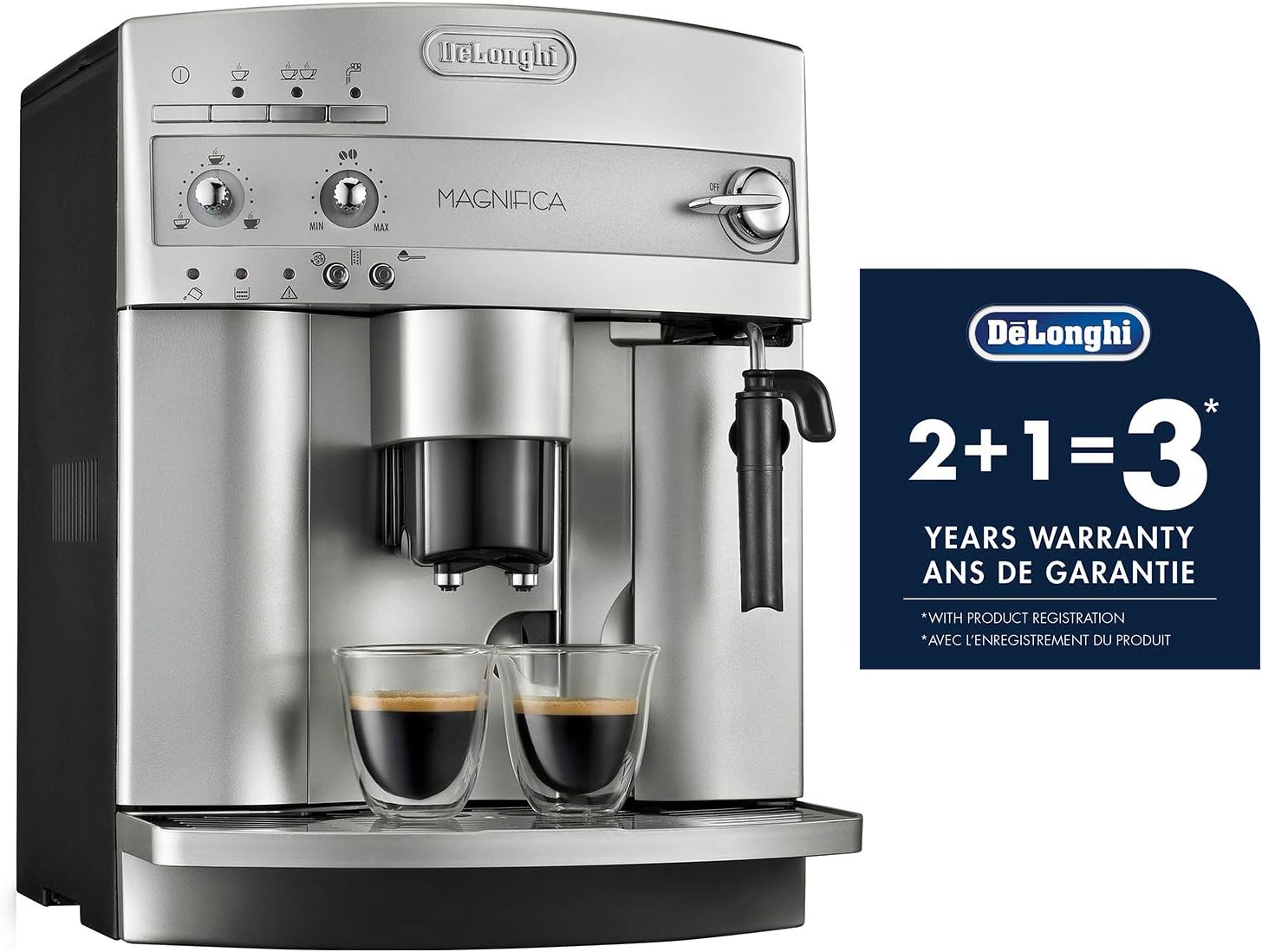 De'Longhi ESAM3300 Magnifica Super Automatic Espresso & Coffee Machine, Silver