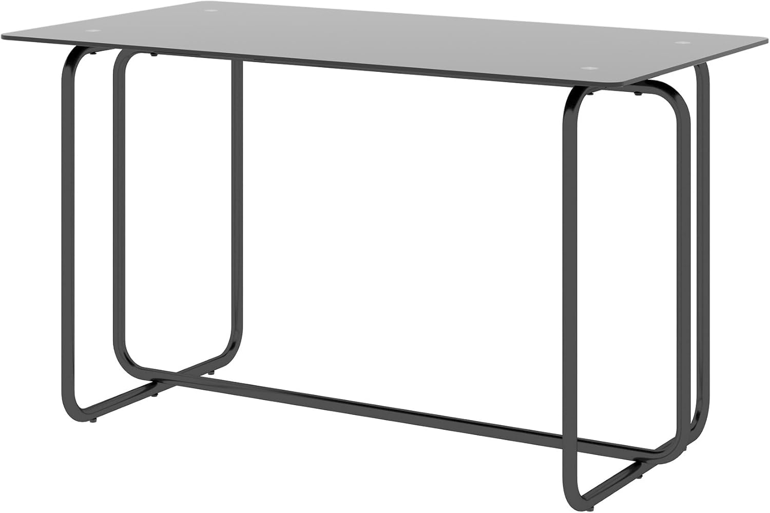 Overstock Modern Rectangle Dining Table Tempered Glass Tabletop with Metal Frame Transparent+Black