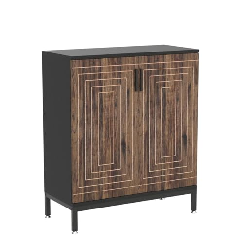Shoe Cabinet with Doors, 20 Pairs Entryway Shoe Storage Cabinet Modern Storage Organizer for Closet, Living Room, Bedroom (Brown/Black)