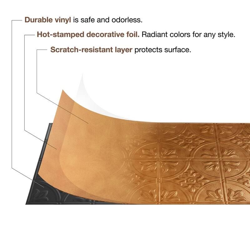 Fasade Portrait Decorative Vinyl 2ft x 4ft Glue Up Ceiling Tile in Crosshatch Silver (5 Pack)