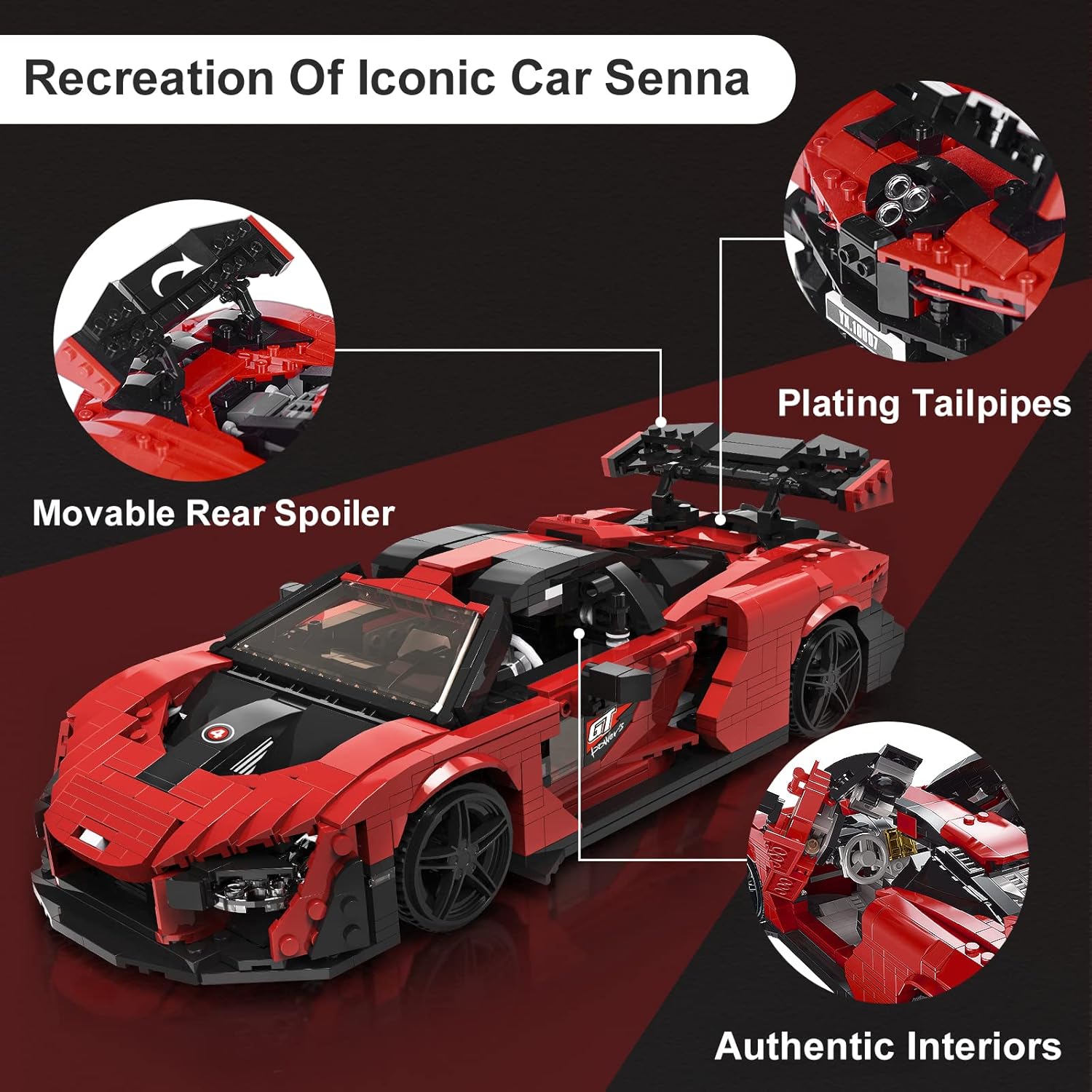 Mould King Creator Car Senna Building Toys, 1:12 Scale Collectible Toy Building Sets to Build and Display, Recreation of Endurance Racing Car Building Kits for Kids 8+ and Adults. (1182 Pieces)