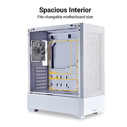 LIAN LI High Airflow Mid-Tower ATX PC Case with RGB Fans, Tempered Glass Side Panel, USB-C Port (LANCOOL 205 MESH C, White)