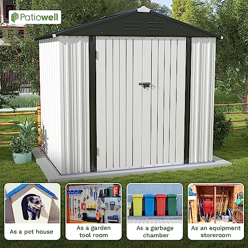 Patiowell 3 x 3 FT Outdoor Storage Shed,Small Garden Tool Storage Shed with Sloping Roof and Single Lockable Door, Outdoor Shed for Backyard Garden Patio Lawn, Grey