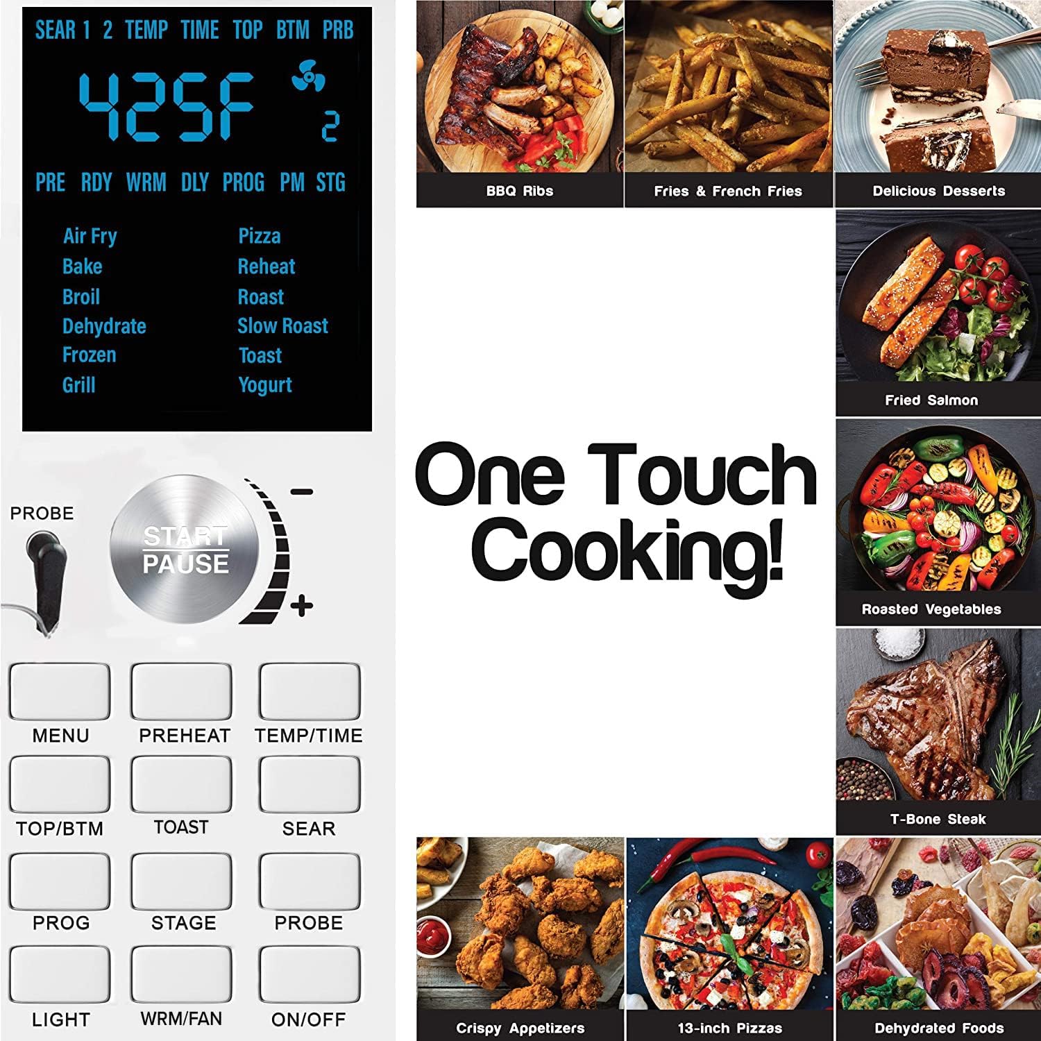 NUWAVE Bravo Air Fryer Toaster Smart Oven, 12-in-1 Countertop Convection, 30-QT XL Capacity, Integrated Temperature Probe for Perfect Results, Heavy Duty Racks with Load of Over 30 Pounds, 50°-500°F Temperature Controls, Top and Bottom Heater Adjustm