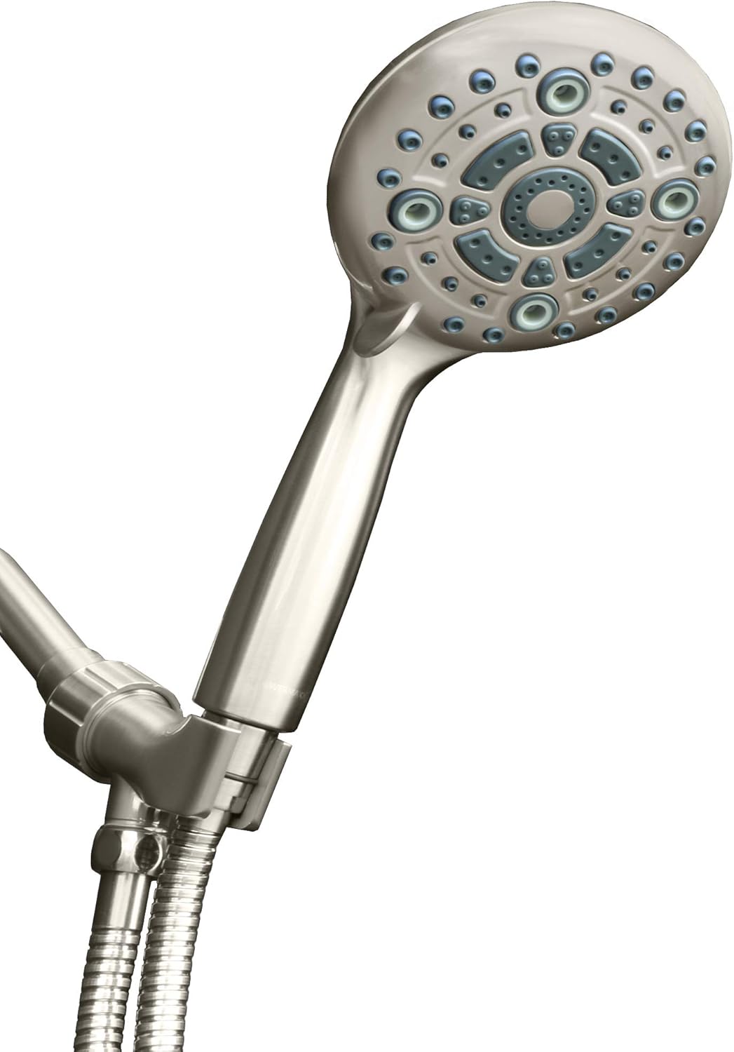 ShowerMaxx, Elite Series, 6 Spray Settings 5 inch Hand Held Shower Head, Extra Long Stainless Steel Hose, MAXX-imize Your Shower with Handheld Showerhead in Brushed Nickel Finish Pack of 2
