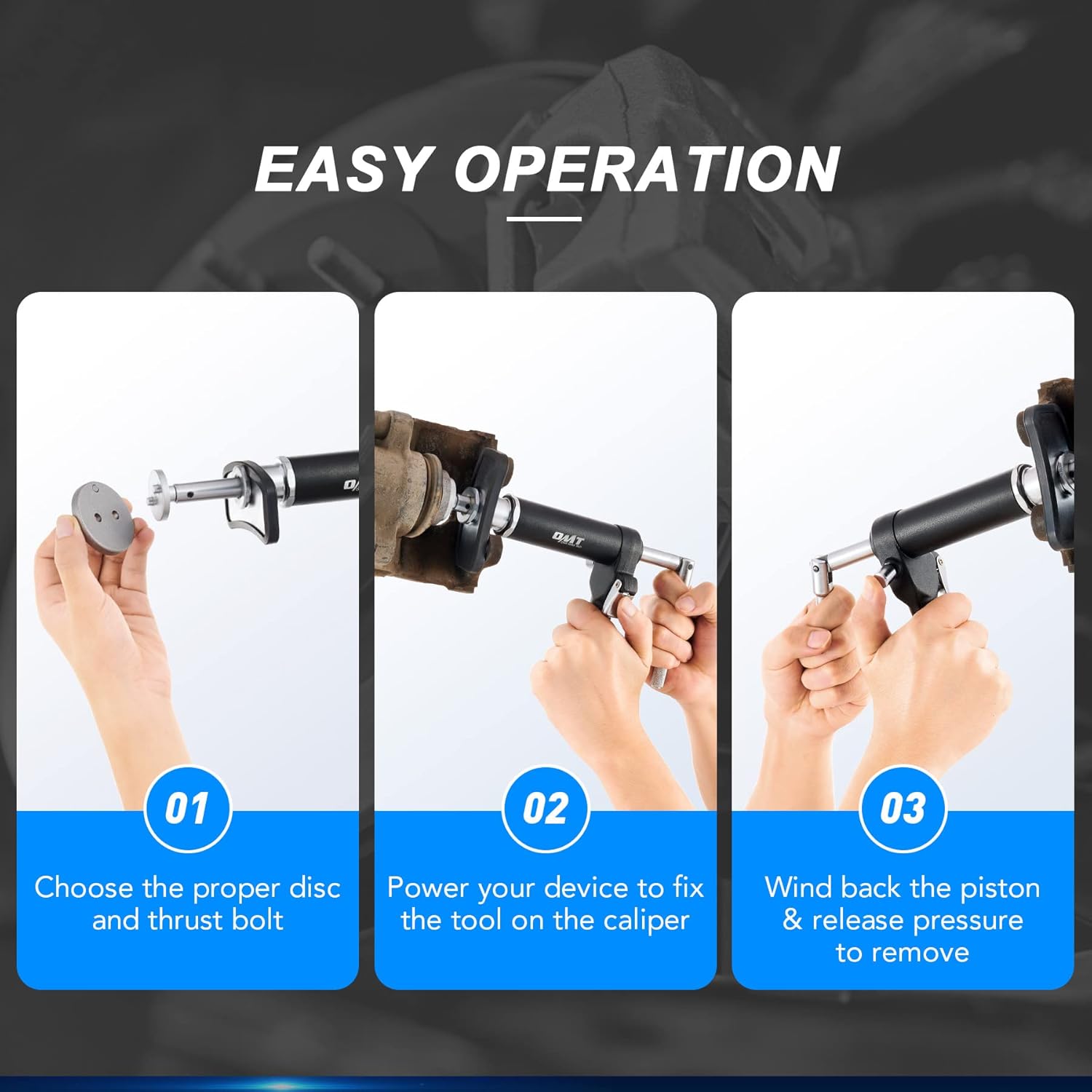 Orion Motor Tech 23pc Brake Caliper Compression Tool, Pneumatic Brake Caliper Tool with 22 Disc Adapters and 2 Caliper Hangers, Brake Piston Compressor Tool for Mechanics