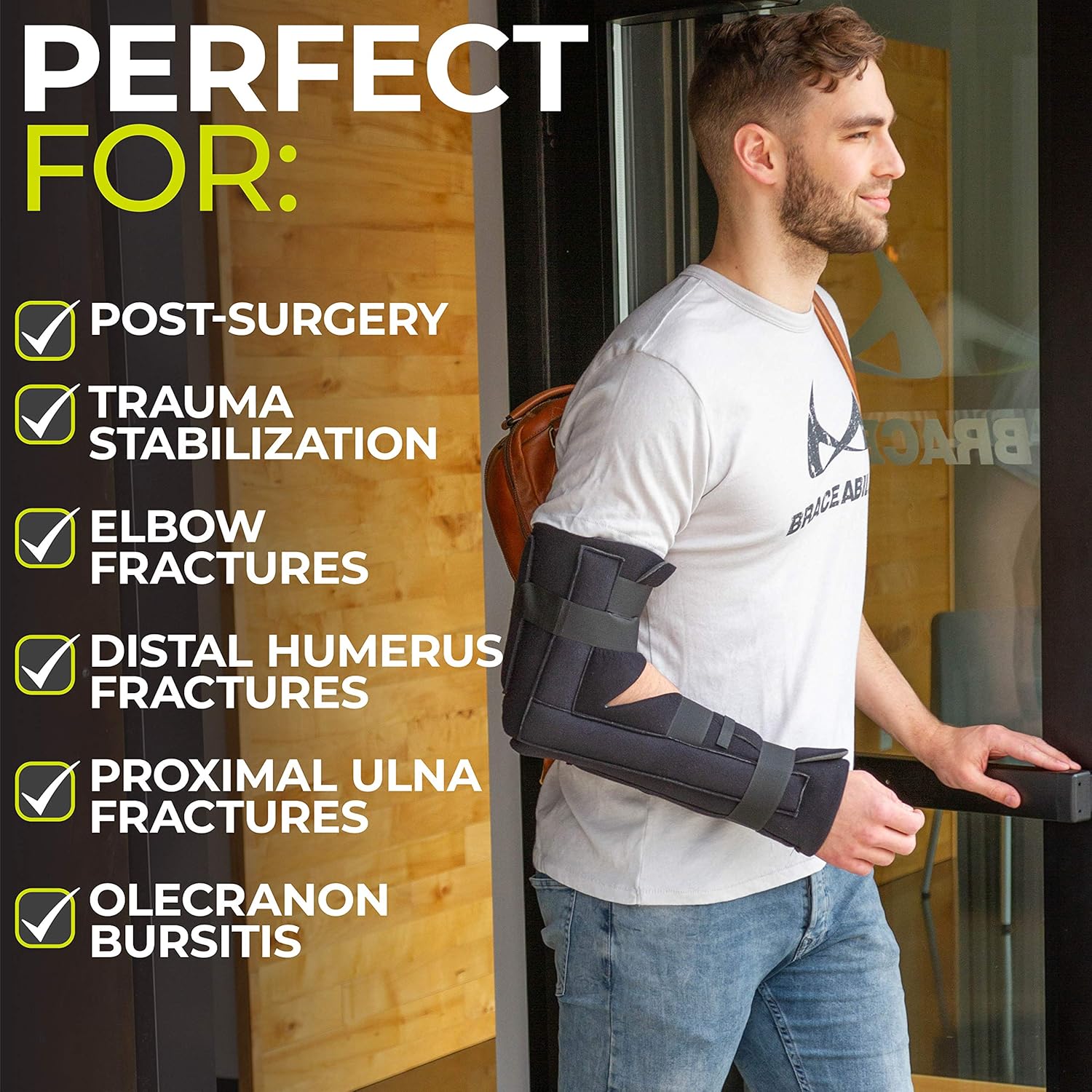 BraceAbility Elbow Immobilizer Brace | Removable Long Arm Cast and Soft Forearm Orthosis Splint for Broken Supracondylar, Distal Humerus, Proximal Ulna Fracture or Olecranon Bursitis (L/XL) Pack of 2