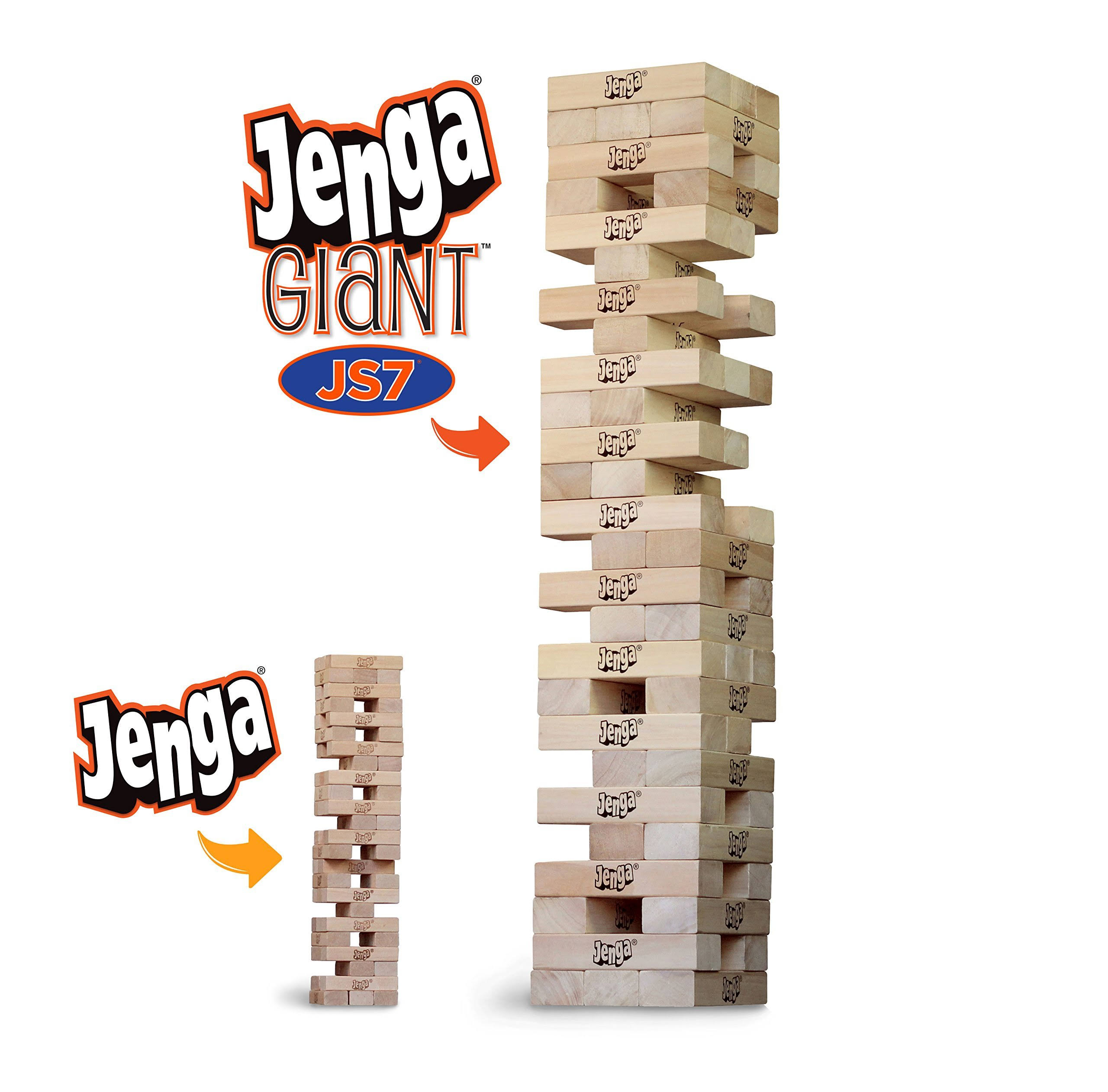 Jenga Giant JS7 (Stacks to Over 5 Feet) Precision-Crafted, Premium Hardwood Game with Heavy-Duty Carry Bag (Authentic Jenga Bran