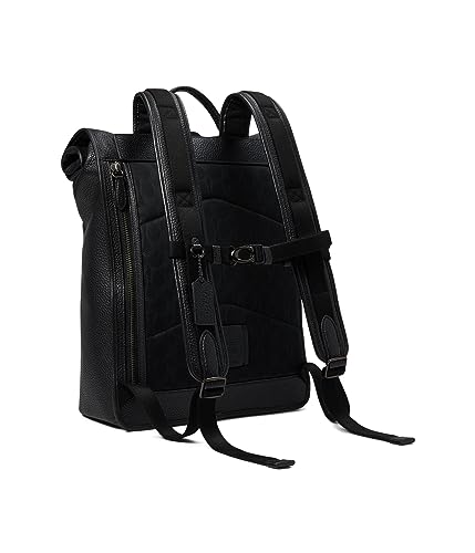 COACH Beck Roll Top Backpack in Pebble Leather, Black